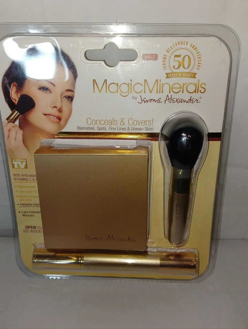 Magic Minerals Concealer & Brush Set & Mascara By Jerome Alexander Gold Compact